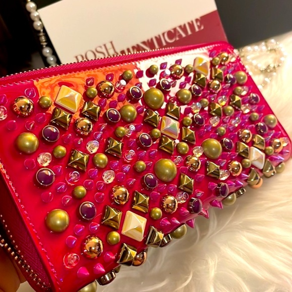NWOT 💗Authentic 💗Christian Louboutin• Pannettone Studded Wallet - Picture 14 of 17